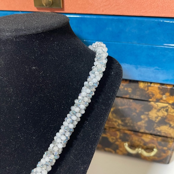 Blue Beaded Crochet Collar Necklace - Picture 3 of 4